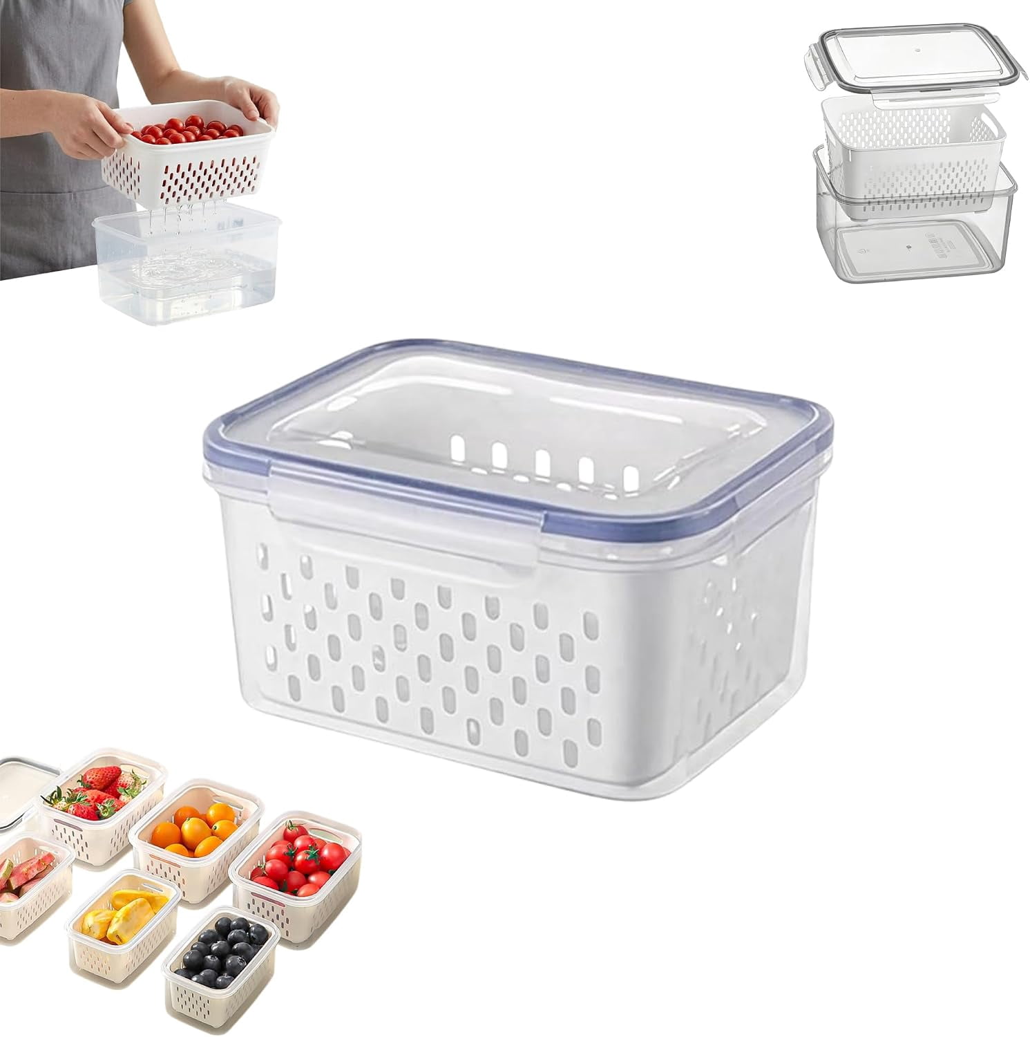 Fruit Storage Containers for Fridge,Airtight Produce Saver, Stackable ...