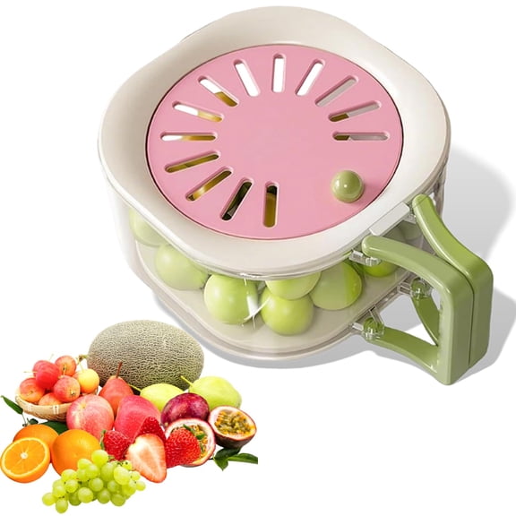 Fruit Storage Containers for Fridge with Colander, 2-in-1 Fruit Washing Bowl with Handle, Stackable Produce Saver for Kitchen Counter