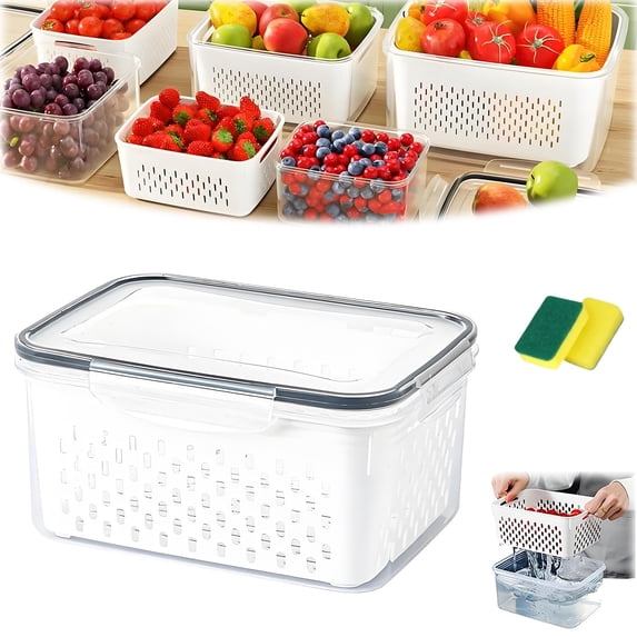 Fruit Storage Containers for Fridge, with Removable Colander ...