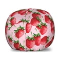 thumbnail image 1 of Fruit Storage Toy Bag Chair, Delicious Big Strawberries on Pink Background Tasty Juicy Ripe Summer Fruits, Stuffed Animal Organizer Washable Bag, Small Size, Green Pink Red, by Ambesonne, 1 of 3