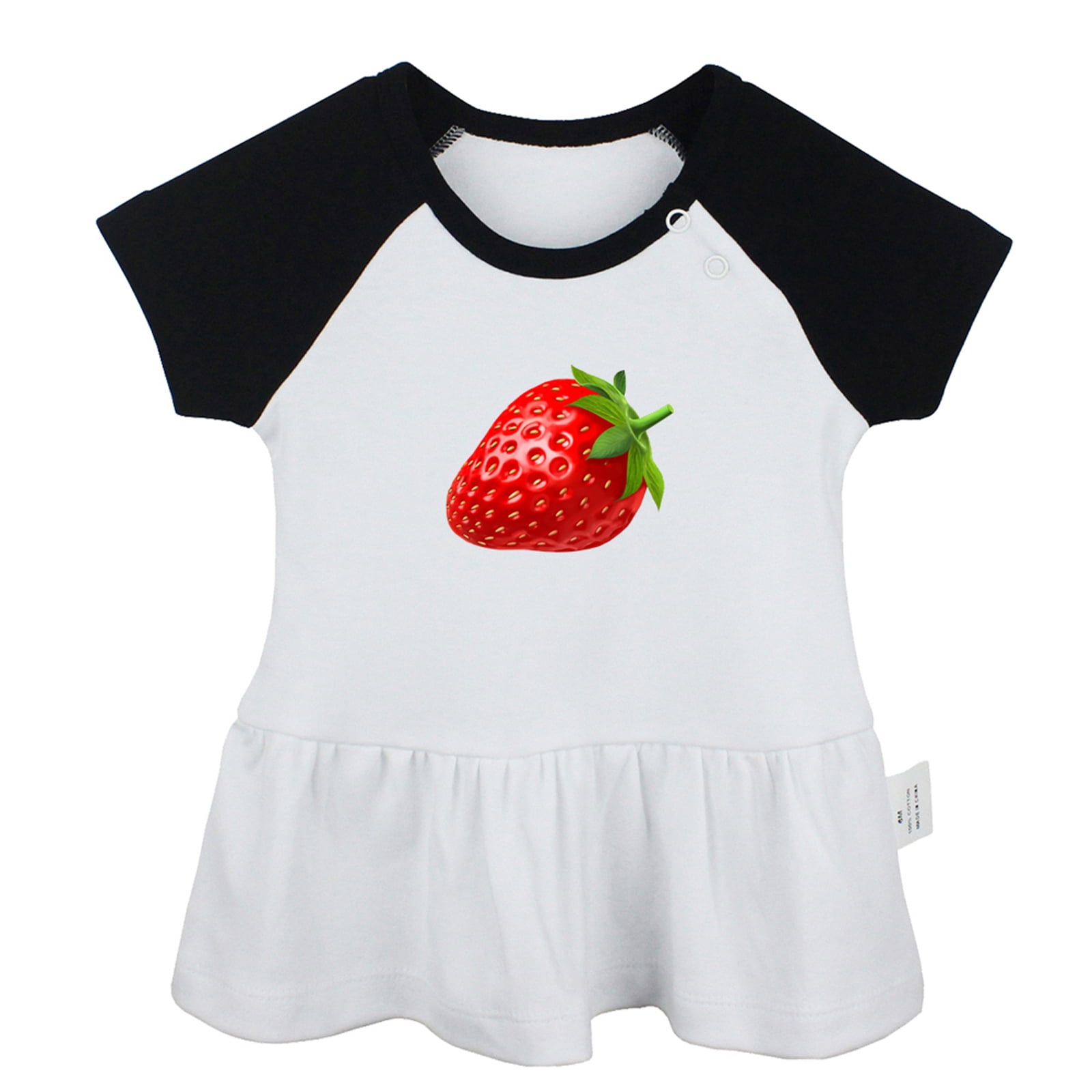 black dress with strawberries Unique Vintage Black & Strawberry Print Smocked Bodice Midi Dress main image 0
