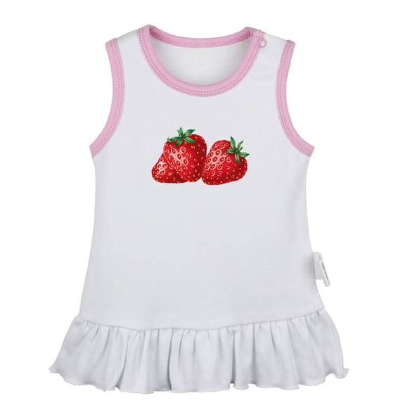 Fruit Strawberry Pattern Dresses For Baby, Newborn Babies Skirts, Infant Princess Dress, 0-24M Kids Graphic Clothes (White Sleeveless Dresses, 0-6 Months)