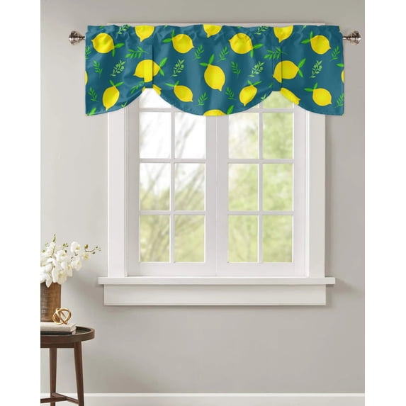 Fruit Strawberry Wood Grain Retro Window Valance Curtain Kitchen Cafe Short Curtains Living Room Tie-Up Valance Curtain