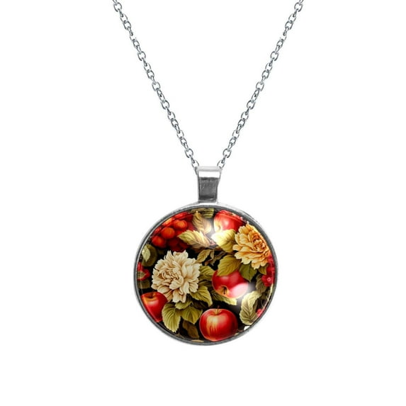 Fruit Stunning Circular Glass Pendant Necklace for Women - Elegant Womens Necklaces, Necklace