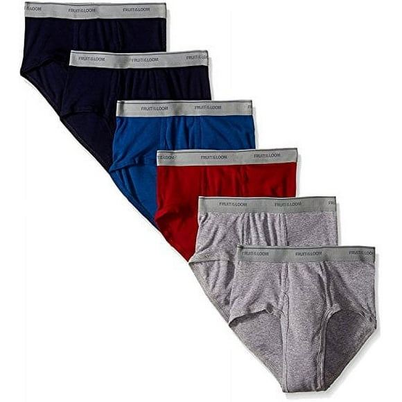 Fruit The Loom Men's Large Breathable/Elastic Waistband Brief Underwear, Multicolor (6-Pack)