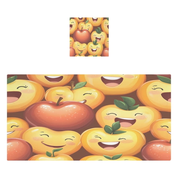 Fruit Themed Design Pattern 2 Piece Cotton Bath and Face Towel Set Soft and Absorbent, for Beach Pool Bathroom