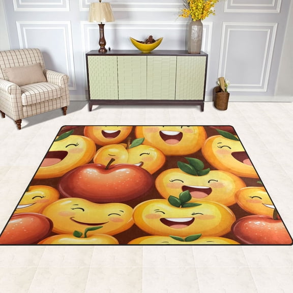 Fruit Themed Design Pattern 63''x48'' Plush Memory Foam Bath Mat, Soft, Absorbent, Non Slip, Durable