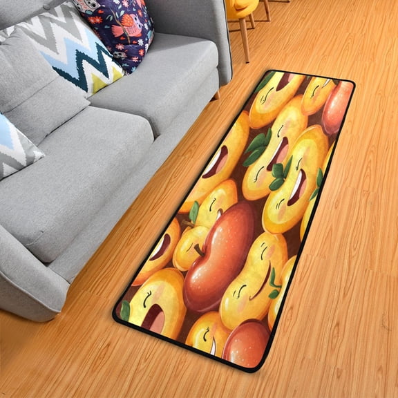 Fruit Themed Design Pattern Elegant Area Rug 72" x 24" Non-Slip Polyester with Cotton Padding