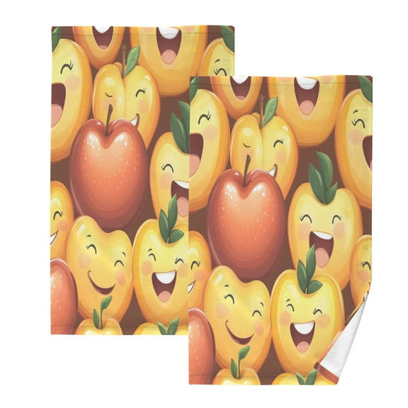 Fruit Themed Design Pattern Set of 2 Pure Cotton Towels, 16'' x 28'', Highly Absorbent and Soft