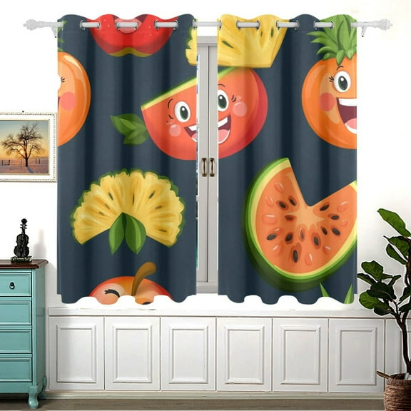 Fruit Themed Pattern 2 Panels 54x55 Inch Blackout Curtains Thermal Insulated for Living Room Bedroom