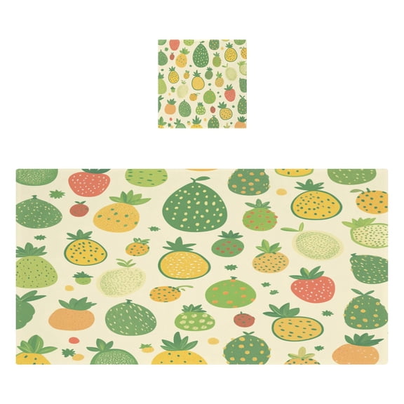 Fruit Themed Pattern 2 Piece Cotton Bath and Face Towel Set Soft and Absorbent, for Beach Pool Bathroom