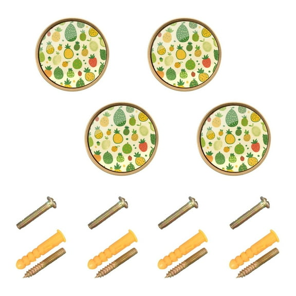 Fruit Themed Pattern Cabinet Furniture Knobs Drawer Metal Pulls 1.26in Acrylic Zinc Alloy Dual Screw Set