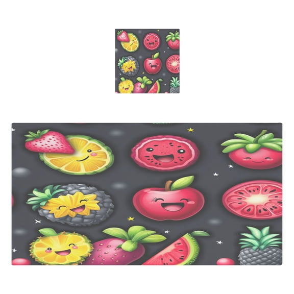 Fruit Themed Pattern Design 2 Piece Cotton Bath and Face Towel Set Soft and Absorbent, for Beach Pool Bathroom
