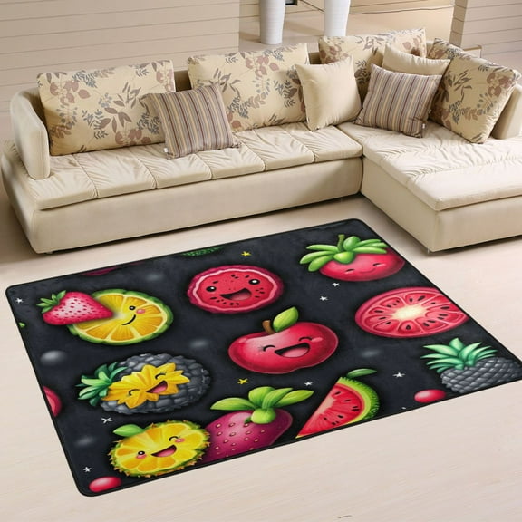 Fruit Themed Pattern Design Soft Polyester Area Rug 36''x24'', Non Slip, Memory Foam, Water Absorbent