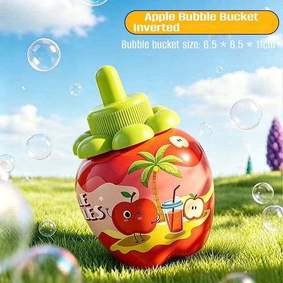 Fruit Themed Spill Proof Bubble Blower Toy 80ml, Inverted No Leak Bubble Bottle with Wand for Toddlers Kids Outdoor Summer Party Favor