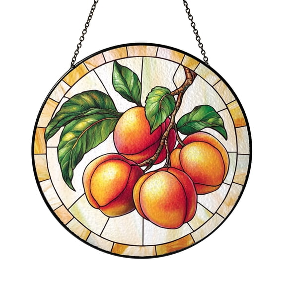Fruit Themed Stained Glass Suncatcher – Peach Design Window Decor
