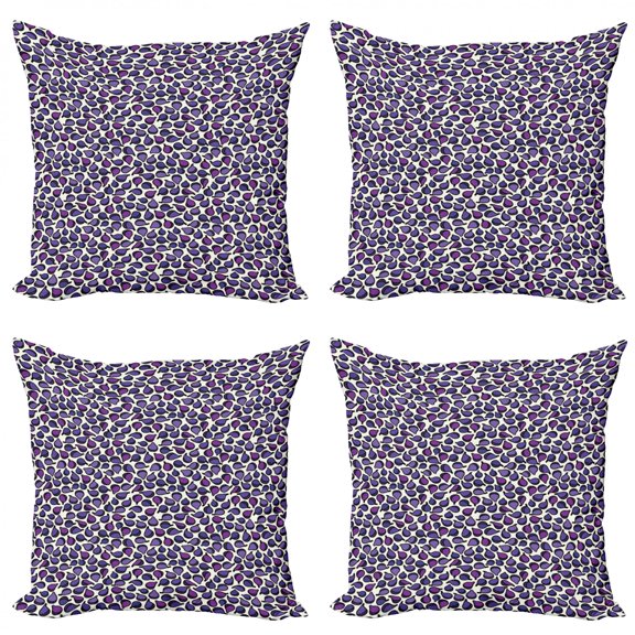 Ambesonne Fruit Throw Pillow Cover 4 Pack, Abstract Figs Purple Tone, 24", Blue Violet and Purple
