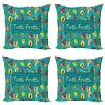thumbnail image 1 of Ambesonne Fruit Throw Pillow Cover 4 Pack, Tutti Frutti Summer Pattern, 18", Teal and Multicolor, 1 of 2
