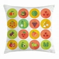 thumbnail image 1 of Fruit Throw Pillow Cushion Cover, Food Icons Cucumber Avocado Garlic Grape Kale Plum Tangerine Turnip and Strawberries, Decorative Square Accent Pillow Case, 24 X 24 Inches, Multicolor, by Ambesonne, 1 of 2