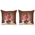 thumbnail image 1 of Ambesonne Fruit Throw Pillow Cover 2 Pack, Strawberry Chocolate, 20", Multicolor, 1 of 2