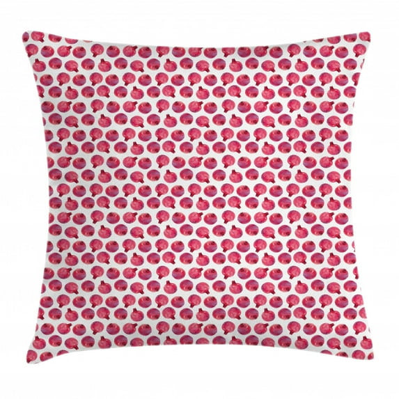Fruit Throw Pillow Cushion Cover, Watercolor Style Pomegranates Exotic Food Vegan Themed Composition Print, Decorative Square Accent Pillow Case, 20" X 20", Dark Coral Dried Rose, by Ambesonne
