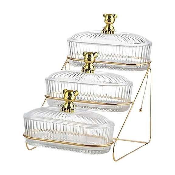 Fruit Tray with Compartment Design for Dried Snacks and Desserts, Ideal for Living Room or Kitchen Display, 1 Pack, Reseau Style Afternoon Tea Serving Platter