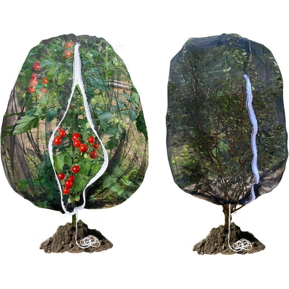 Fruit Tree Netting, 3.9 x 3.3 FT Blueberry Bush Netting Cover with Zipper Drawstring, Outdoor Mosquito Net Garden Netting Cover Protector Plant from Birds Cicadas Animals Insect (2 PCS, White)