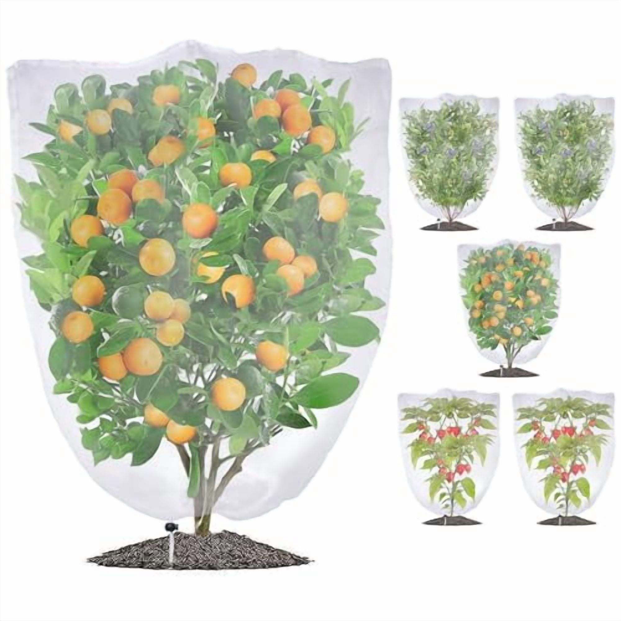 Fruit Tree Netting Bags with Drawstring,Insect Bird Netting Pest Barrier for Garden Protection,Blueberry Bushes Netting Cover for Protect Plant Flower from Cicadas Bug (4.9 x 3.3 FT - 6 Pack)
