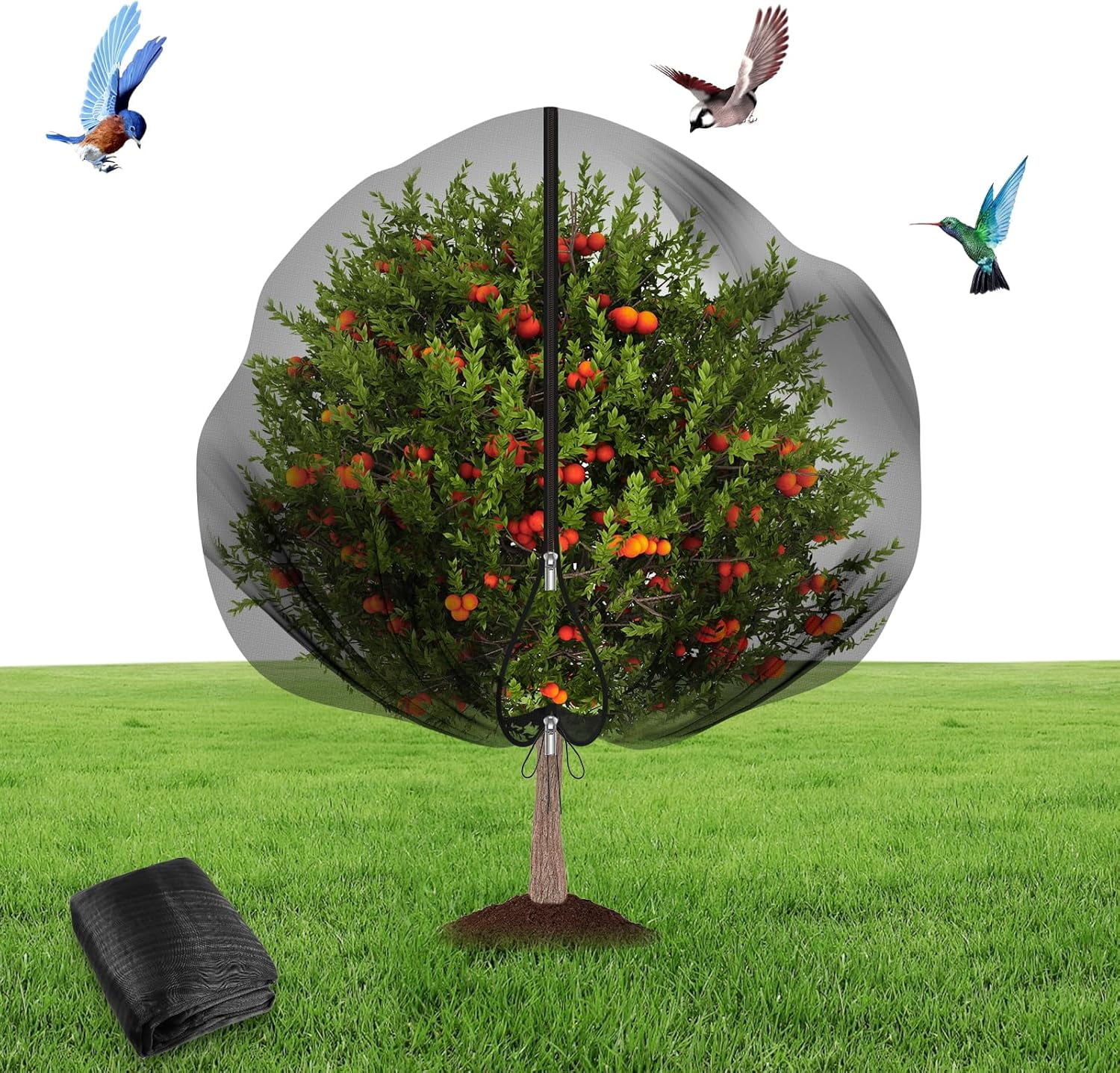 Fruit Tree Netting Cover with Zipper and Drawstring Large Bird Netting ...