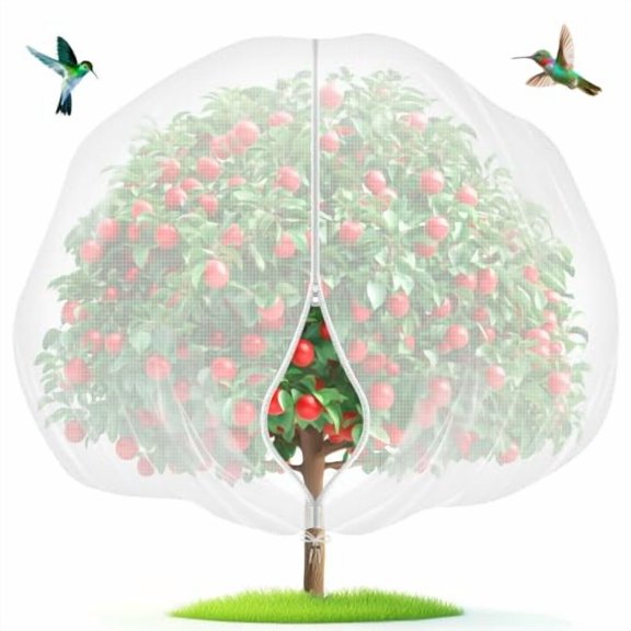 Fruit Tree Netting with Zipper & Drawstring - 4'x6' Garden Plant Net Pest Barrier 0.16 oz/ft² to Prevent Cicadas Bird Squirrel Deer - Bug Protection for Blueberry Tomato with Fine Mesh Insect Cover