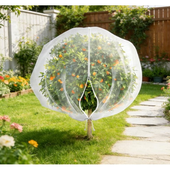 Fruit Tree Netting with Zipper & Drawstring - 7.8 x 7.8 FT Garden Plant Net Pest Barrier to Prevent Cicadas Bird Squirrel Deer - Bug Protection for Blueberry Tomato with Fine Mesh Insect Cover