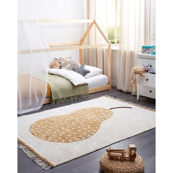 Fruit Tufted Rug | Fruit Print Tufted Rug | Pear Fruit Rug | Kitchen Rugs | Kids Room Rugs | Nursery Rugs | Cute Floor Rugs | Soft Cozy Rugs