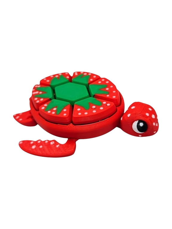 Fruit Turtle Clicker Sensory Toy, Mechanical Button Fidget Gadget with Keychain Clip, Stress Relief Hand Stimulator for Focus and Calming