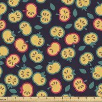 Fruit Upholstery Fabric by the Yard, Illustration of Cut Apples Abstract Style Fresh Juicy Food, Decorative Fabric for DIY and Home Accents, 10 Yards, Purple Multicolor by Ambesonne