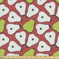 thumbnail image 1 of Ambesonne Fruit Fabric by the Yard Upholstery, Pears and Funky Polka Dots, 1 Yard, Dark Coral Apple Green, 1 of 5