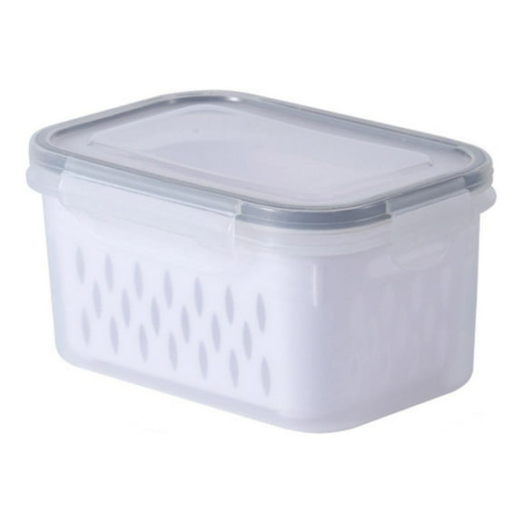 Fruit Veg Storage Containers, Food Storagr Box with Colander and Lid, Fridge Freshness, Leak-Proof, Stackable, Washing Bowl, for Berry Lettuce Meat Fresh Longer