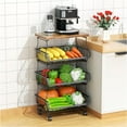 thumbnail image 1 of Fruit Vegetable Basket for Kitchen, 5 Tier Stackable Fruit Vegetable Storage Baskets with Wheels, Metal Wire Storage Basket Organizer Cart for Kitchen, Pantry, Bathroom, 1 of 11