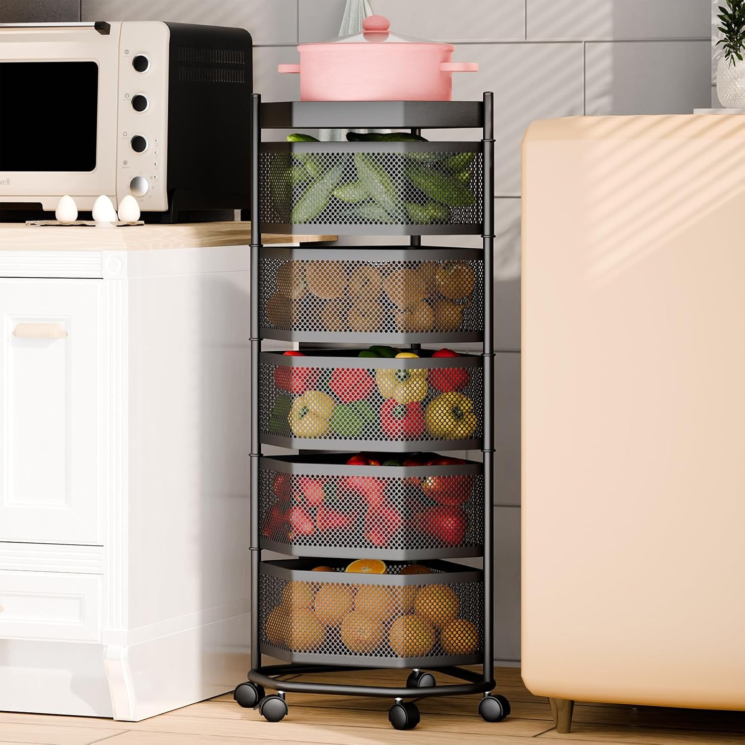 Kitchen Vegetable Storage Cart Brand - Solimo 4 Layer Stainless Steel ...