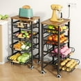thumbnail image 1 of Fruit Vegetable Basket for Kitchen Pantry Organizers,  Large Pull-Out Wire Basket with Wood Top and Wheels for Fruit Vegetable Onions Potatoes Snacks, 1 of 8