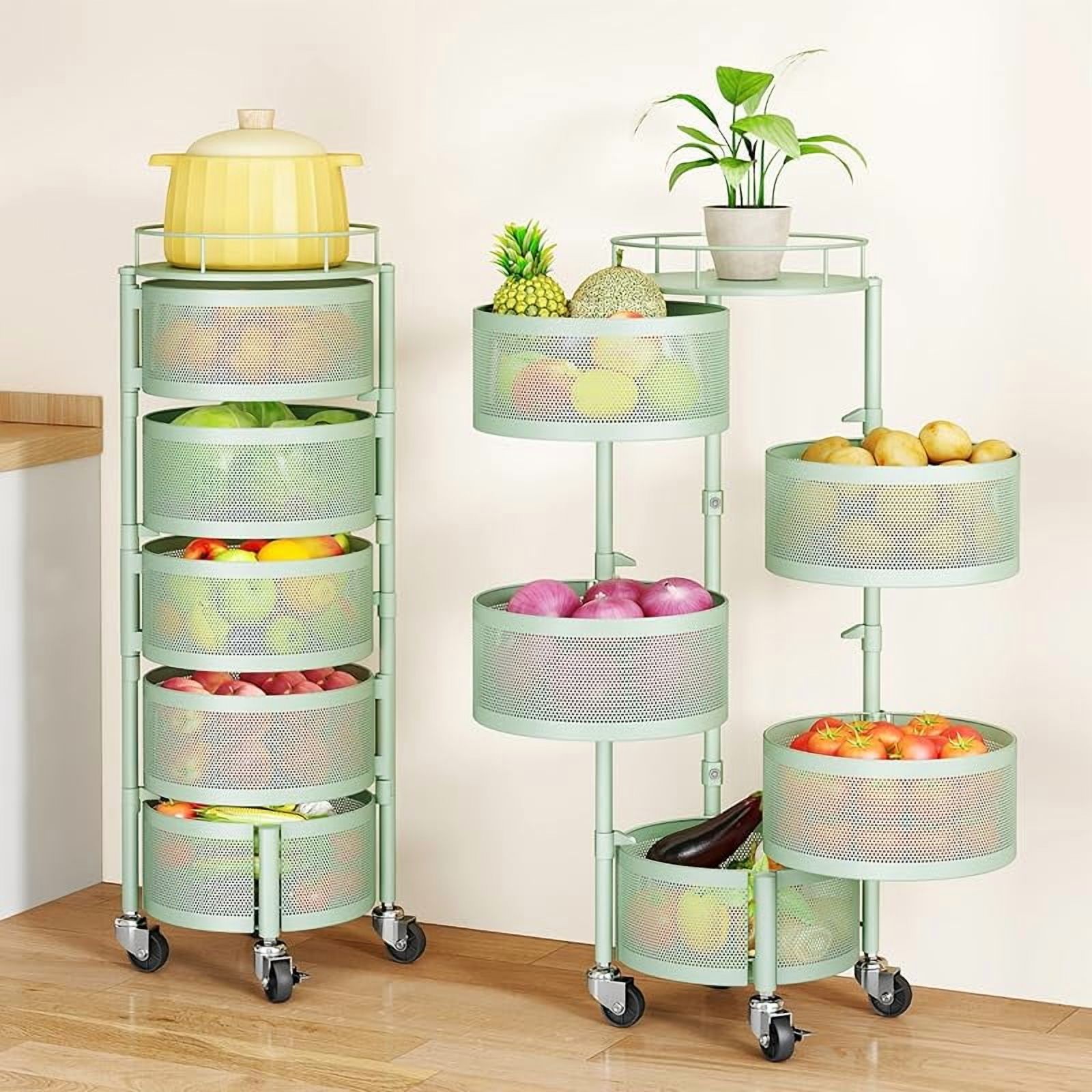 Space Saving Kitchen Rack 3-Compartment Wall Mounted Vegetable Basket ...
