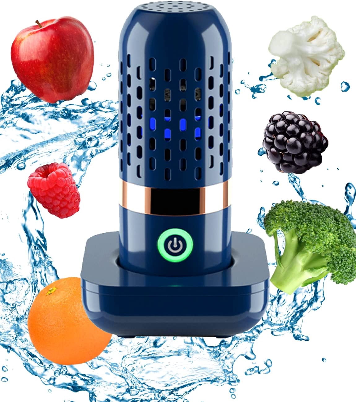 Fruit and Vegetable Cleaner Machine, Wireless Food Purifier with OH-ion Technology, 99.9% Sterilization Device for Fruits Grain Meat, USB Rechargeable