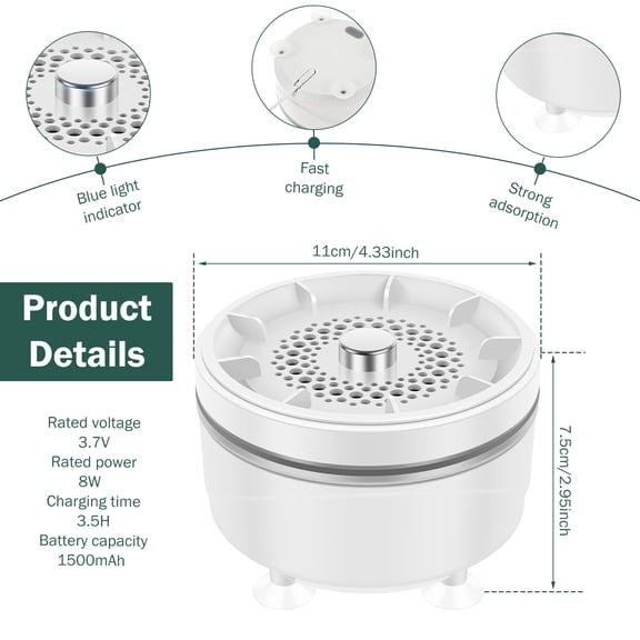 Fruit and Vegetable Cleaner Machine Wireless Rotatable Fruit Washing Device USB Rechargeable Electric Vegetable Cleaner Purifier Device for Lettuce Raw Chicken Fish Pork