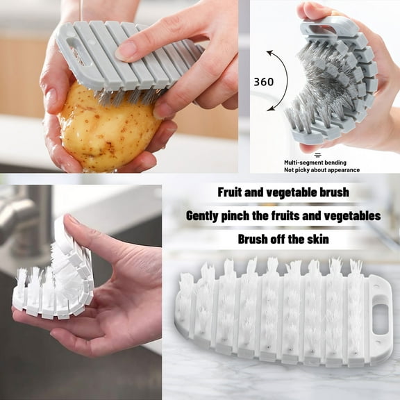 Fruit And Vegetable Cleaning Brush, Multifunctional 360° Rotating Pinch & Scrub Brush, Household Kitchen Pot/Bowl Cleaner, Food-Safe Silicone Material