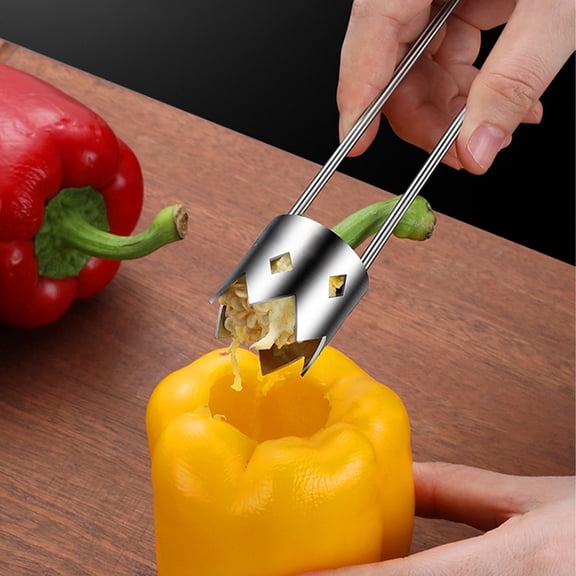 Fruit and Vegetable Corer Tool, Stainless Steel Red Bell Pepper Seed Corer Tool with Handle, for Pineapple Pear Pepper Tomato, Universal Core Remover, Easy Kitchen Gadget, 1 Pcs, 6.29x3.74"