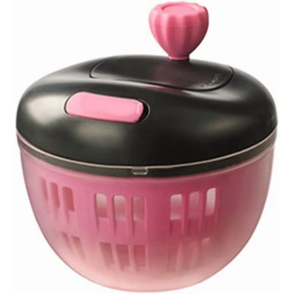 Fruit and Vegetable Dehydrator,Salad Spinner,Extra Large Manual Drainer,with Ergonomic Push-Button Mechanism,Non-Slip Base and Drain Basket,Perfect for Washing Lettuce,and Vegetables (Pink)