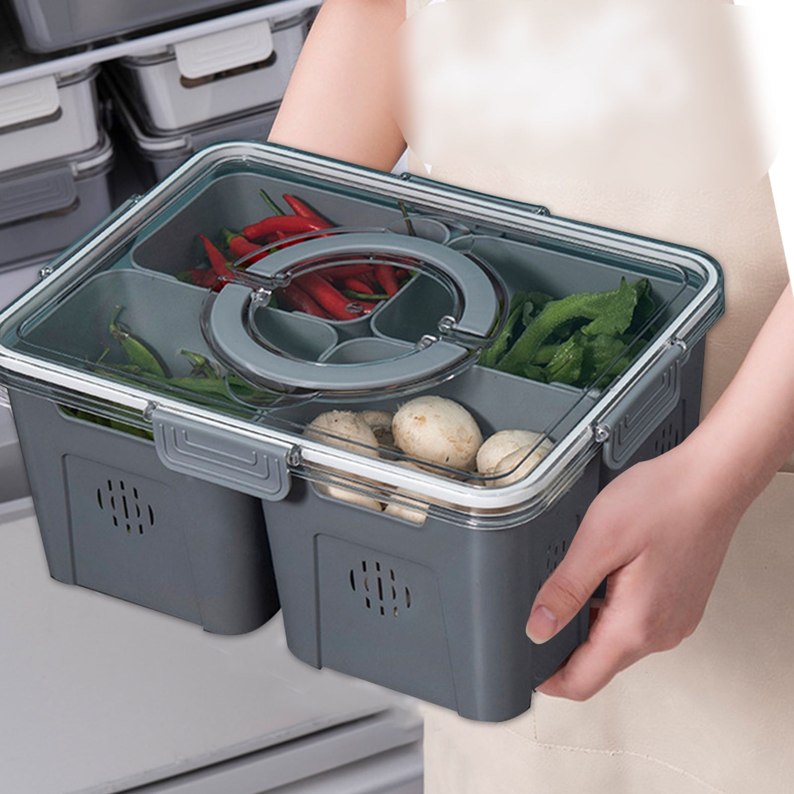 Fruit Vegetable Food Storage Containers With Drain For Fridge