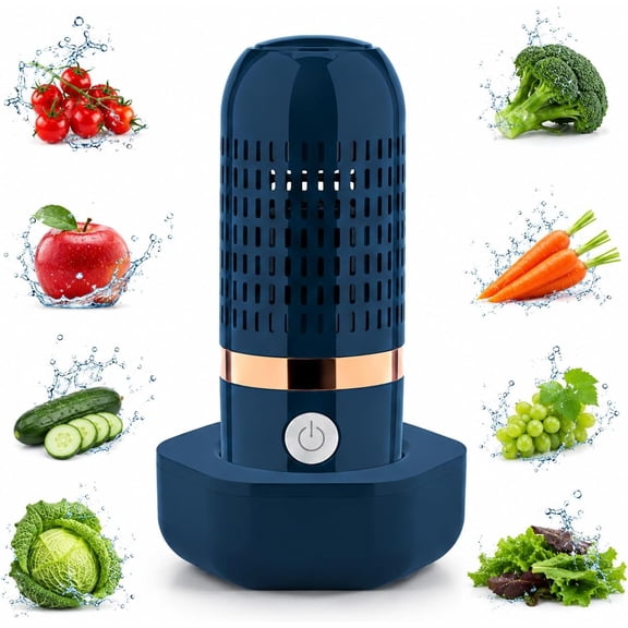 Fruit and Vegetable Produce Cleaner Device – Wireless Vegetable Washer and Fruit Washing Machine, Capsule Veggie Cleaner Machine for Cleaning Grains Rice Meat Seafood (Blue)