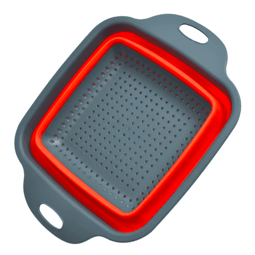 Fruit & Vegetable Silicone Colander, Foldable, Handles, Set of 2 - Red