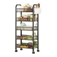 thumbnail image 1 of 5-Tier Stackable Metal Fruit Vegetable Storage Basket, Mesh Storage Basket with 360 Degree Wheels, Fruit Vegetable Produce Basket Storage Organizer for Kitchen, Pantry, Bathroom, 1 of 8