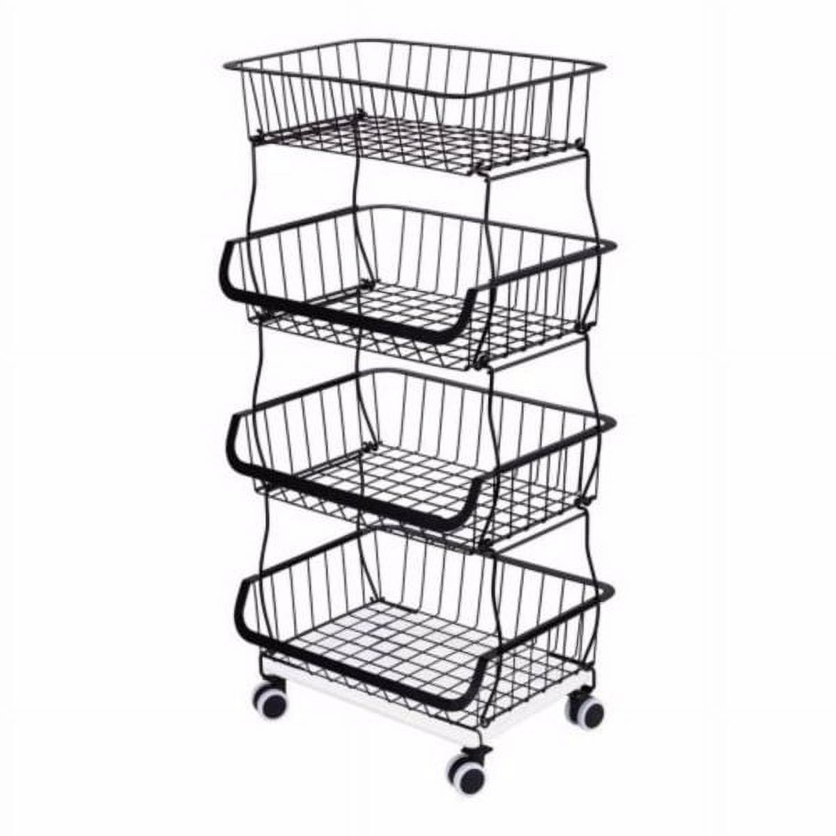 Rooling Produce Racks Fruit Vegetable Storage Basket for Kitchen - 4 tier Stackable Metal ...